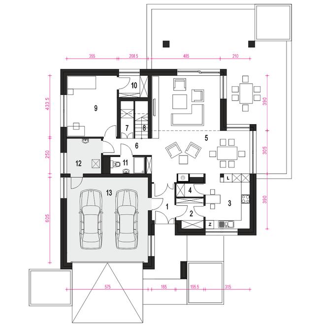 Willa sosnowa z garażem 2-st. [A1]