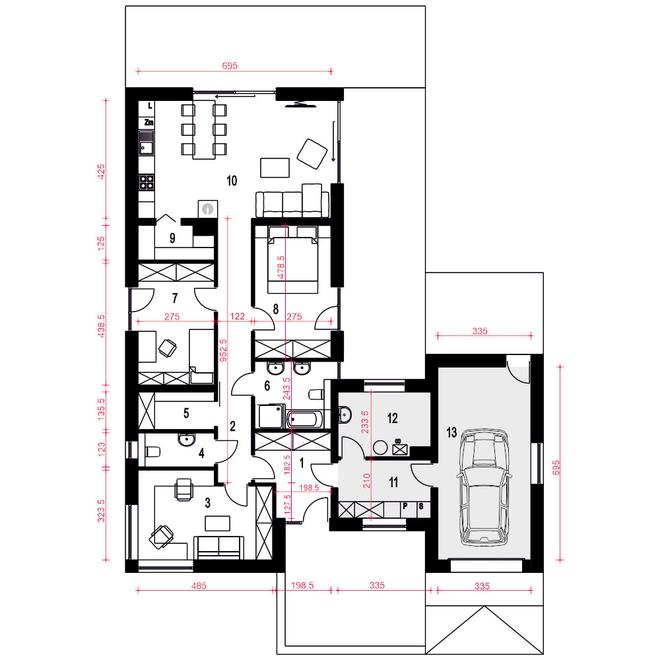 Pleszka z garażem 1-st. [A]