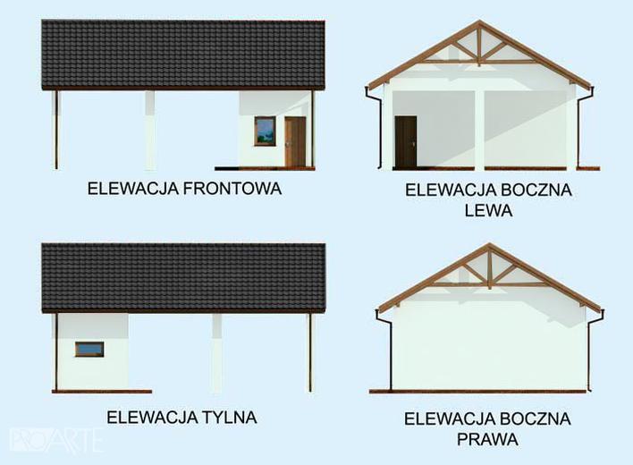 Wiata garażowa z częścią gospodarczą / Budynek  gospodarczy G211 (drewniany)