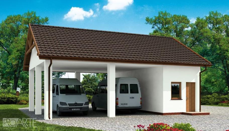 Wiata garażowa z częścią gospodarczą / Budynek  gospodarczy G211 (drewniany)