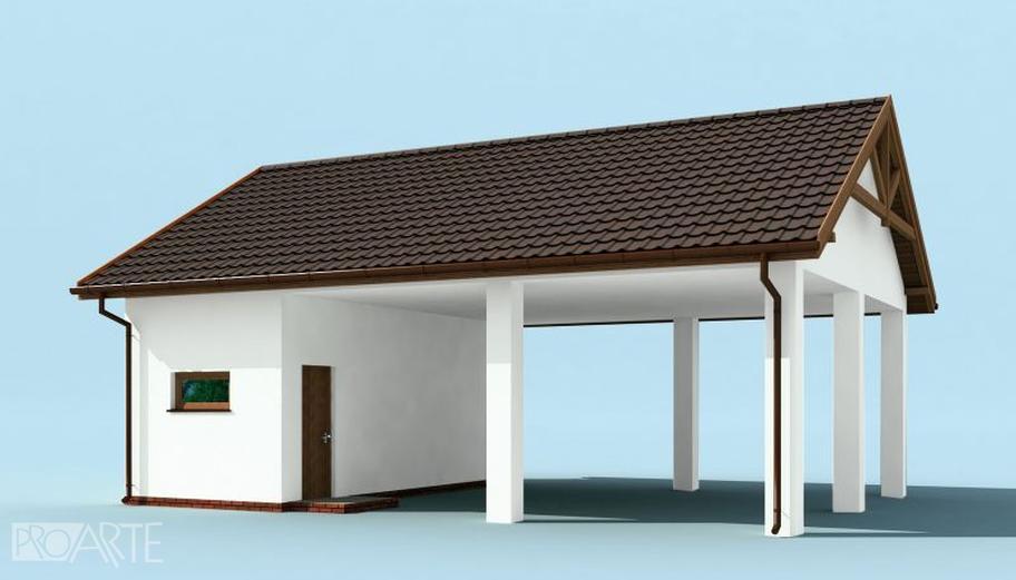 Wiata garażowa z częścią gospodarczą / Budynek  gospodarczy G211 (drewniany)