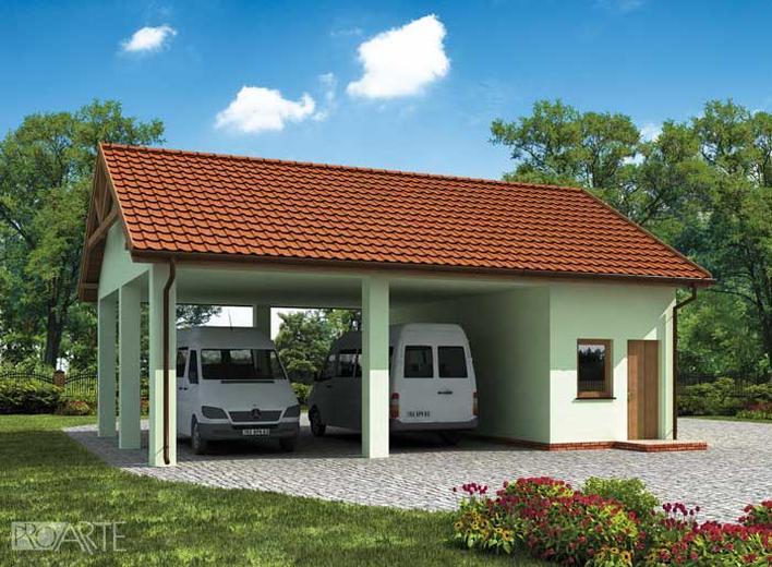 Wiata garażowa z częścią gospodarczą/ Budynek  gospodarczy G211