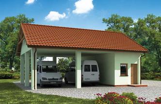 Wiata garażowa z częścią gospodarczą/ Budynek  gospodarczy G211