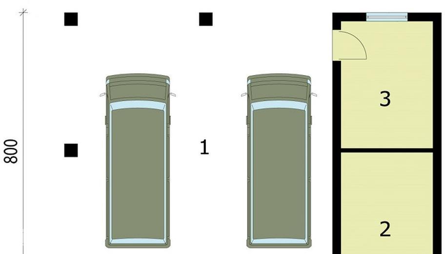Wiata garażowa z częścią gospodarczą / Budynek  gospodarczy G211 (drewniany)