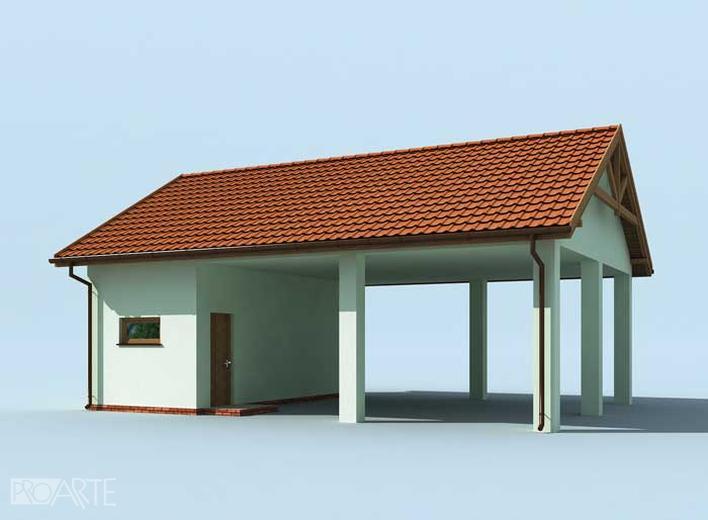 Wiata garażowa z częścią gospodarczą/ Budynek  gospodarczy G211