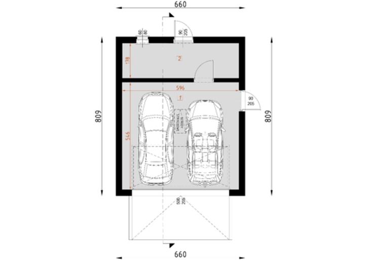 Garaż dwustanowiskowy G22 (szkielet drewniany)