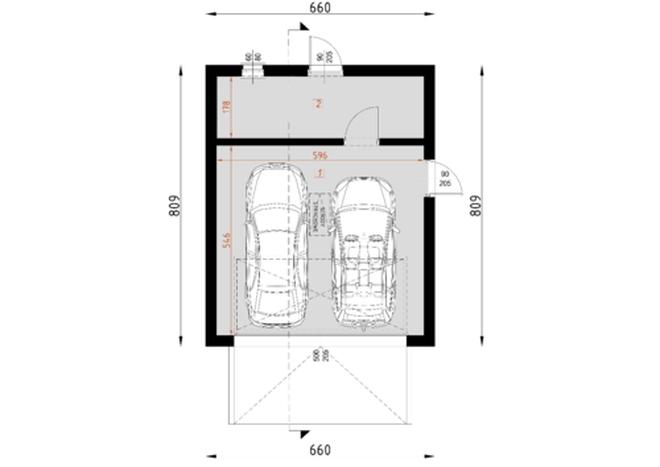 Garaż dwustanowiskowy G22 (szkielet drewniany)