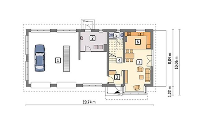 Budynek garażowo-magazynowy z poddaszem mieszkalnym GM07