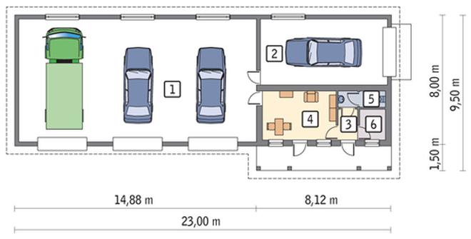 Budynek garażowo-magazynowy z pom. pomocniczymi GMC38