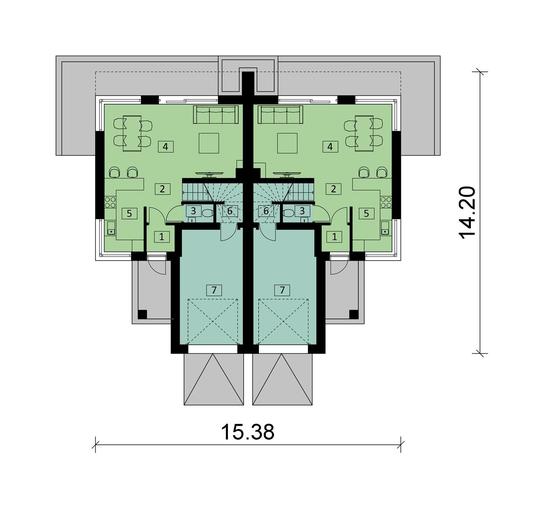 Projekt domu Ka28 (dwulokalowy / bliźniak)