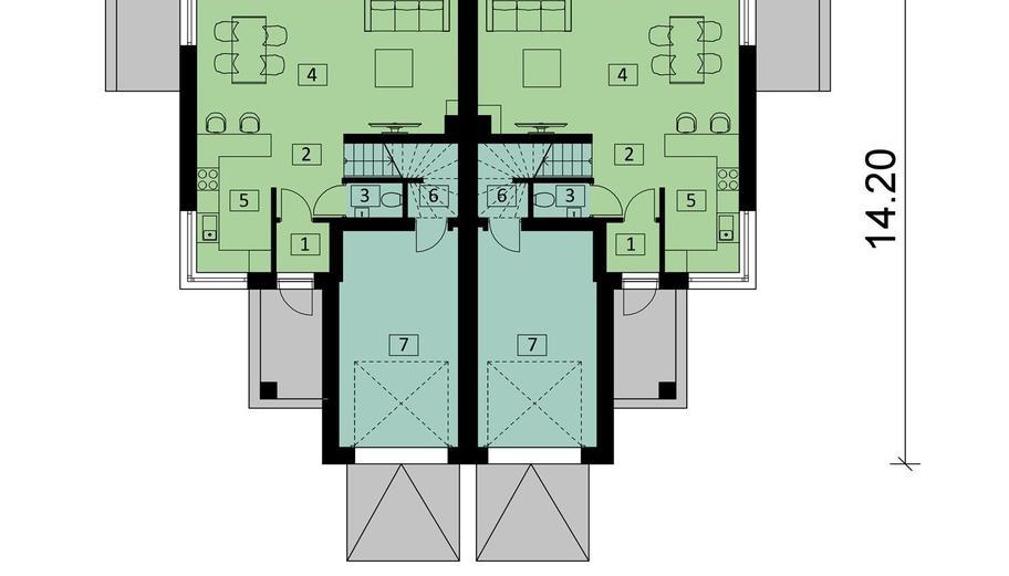 Projekt domu Ka28 (dwulokalowy / bliźniak)