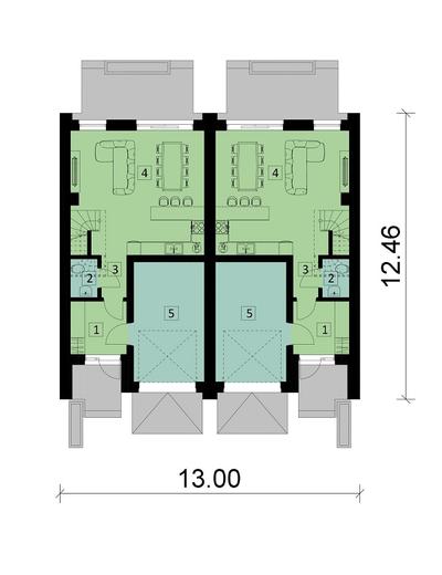 Projekt domu Ka265 (dwulokalowy / bliźniak)