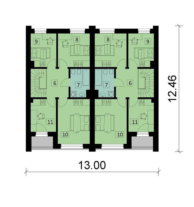 Projekt domu Ka265 (dwulokalowy / bliźniak)