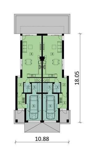 Projekt domu Ka284 (dwulokalowy / bliźniak)