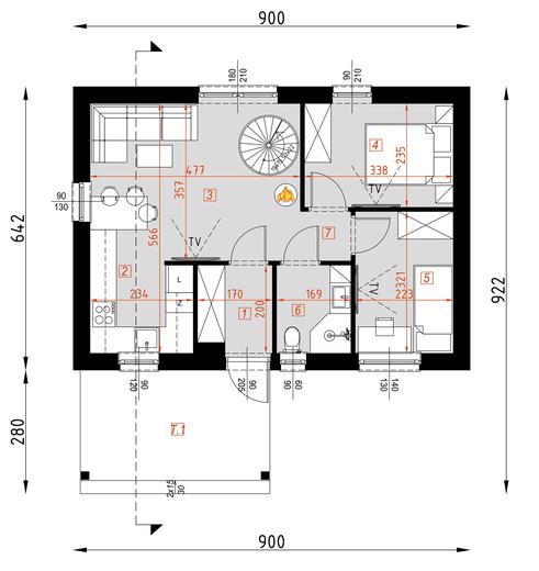 Projekt domu D439 wersja drewniana