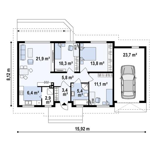 Projekt domu Z7 D 30 GP