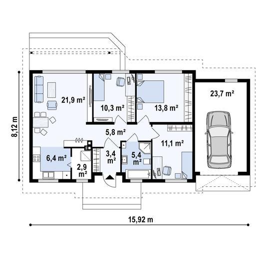 Projekt domu Z7 D 30 GP