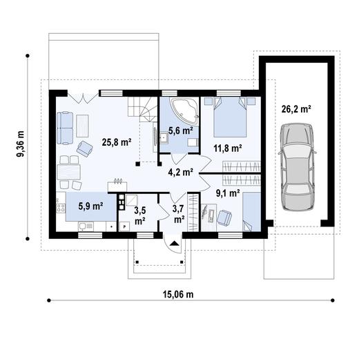 Projekt domu Z12 GP+ (FR s2s)