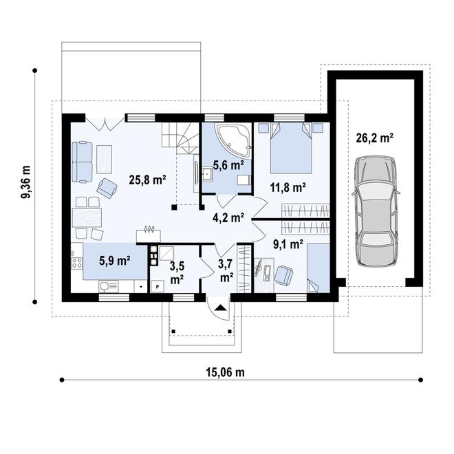 Projekt domu Z12 GP+ (FR s2s)