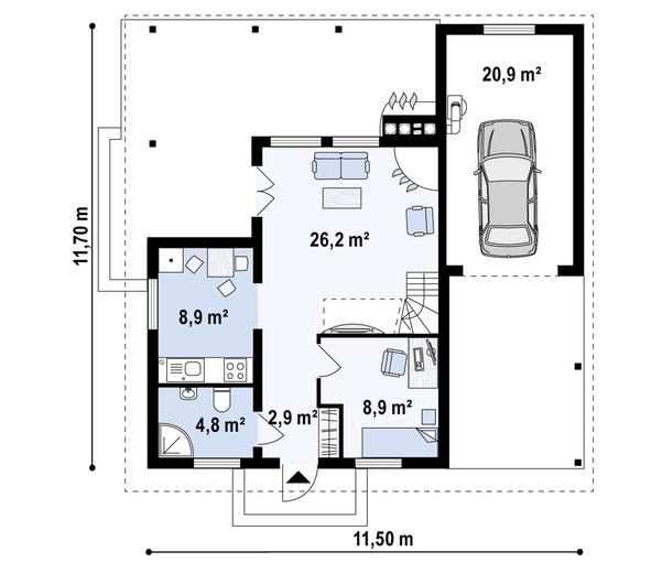 Projekt domu Z30 D WP ptw
