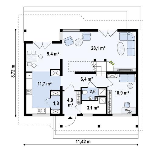 Projekt domu Z66 D zp