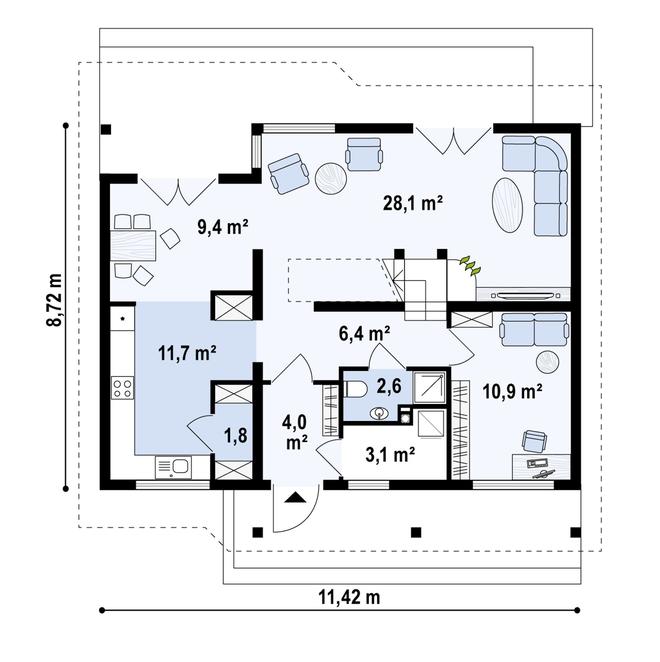 Projekt domu Z66 D zp