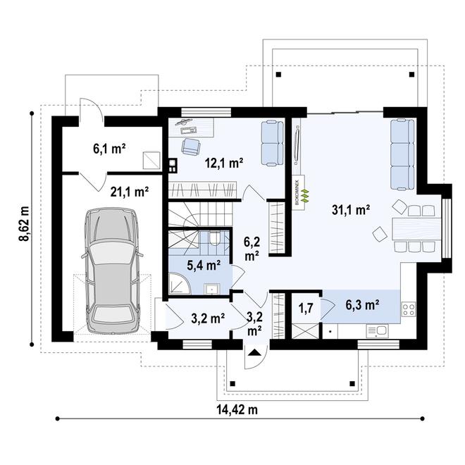 Projekt domu Z162 D GLv2