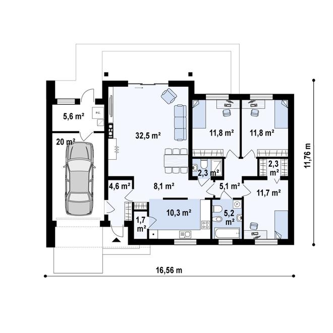 Projekt domu Z182 GLp