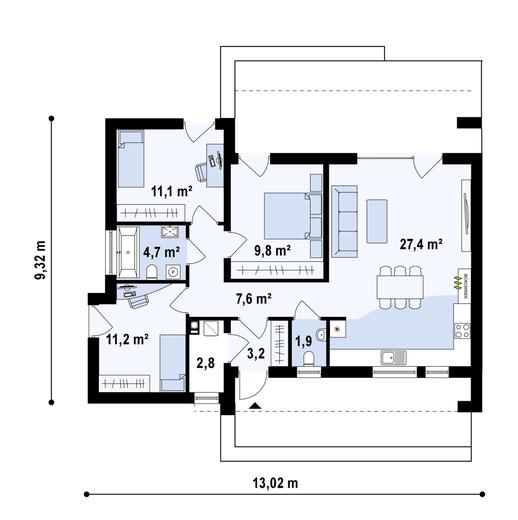 Projekt domu Zx53 - D