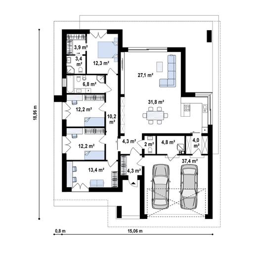 Projekt domu Z412 30 sm