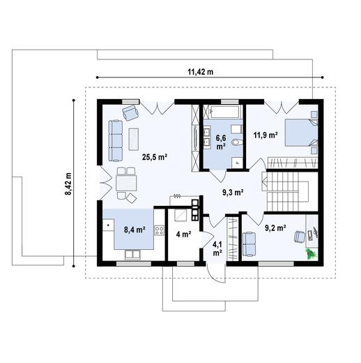 Projekt domu Z255 D a 40 sd