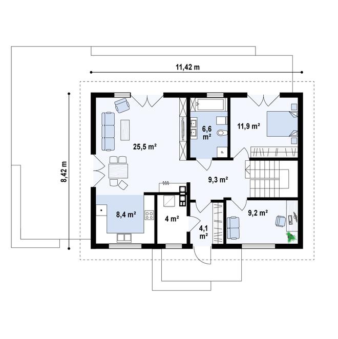 Projekt domu Z255 D a 40 sd