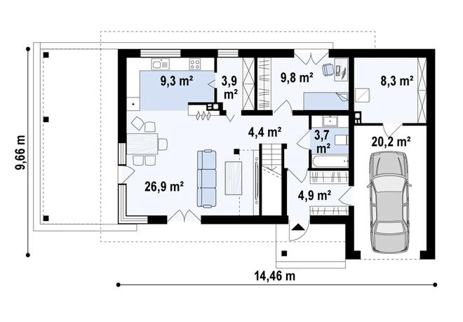 Projekt domu Zx63 B +