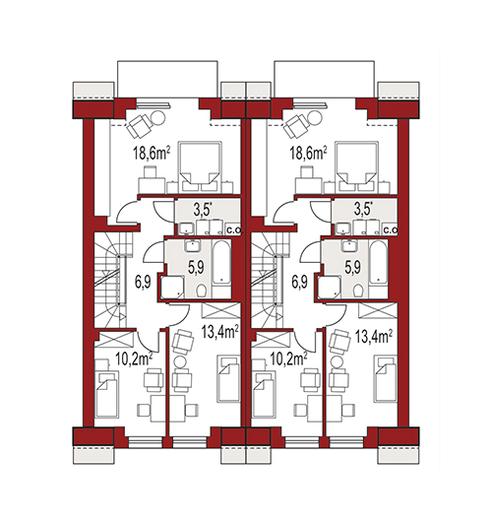 Diana A dwurodzinny (jednorodzinny dwulokalowy)