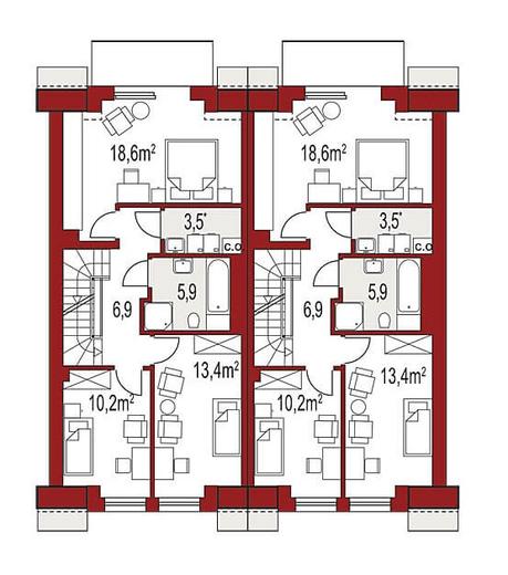 Diana B dwurodzinny (jednorodzinny dwulokalowy)