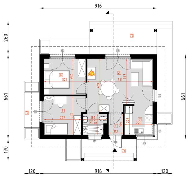 Projekt domu D237D wersja drewniana