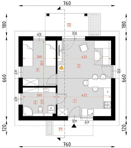 Projekt domu D314D wersja drewniana