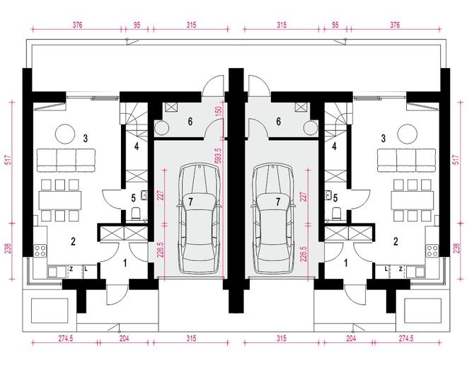Gaja z garażem 1-st. [A-BL]