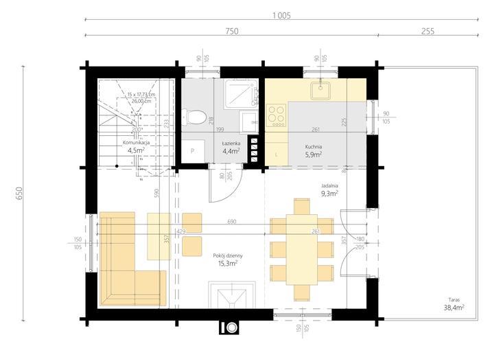 Jutrzenka powiększona z zadaszonym tarasem