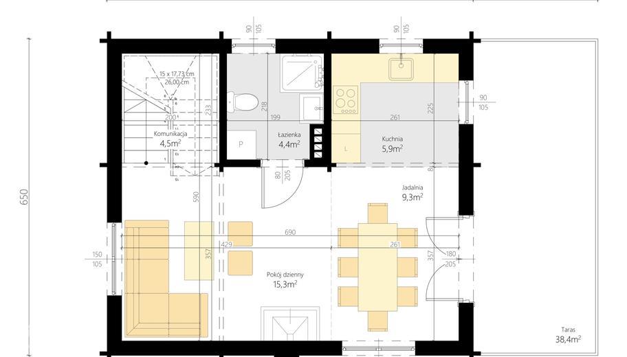 Jutrzenka powiększona z zadaszonym tarasem