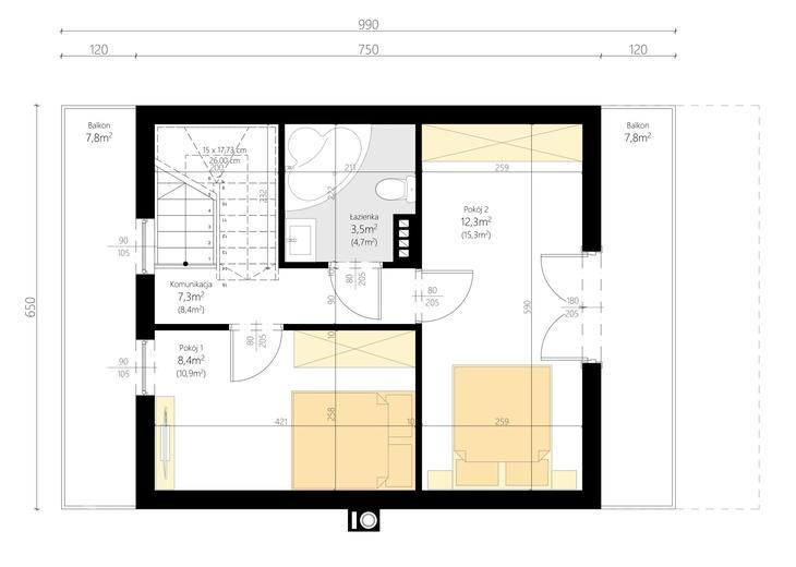Jutrzenka powiększona z zadaszonym tarasem