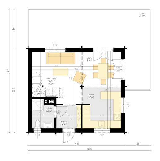 Jutrzenka z trójkątnym oknem powiększona