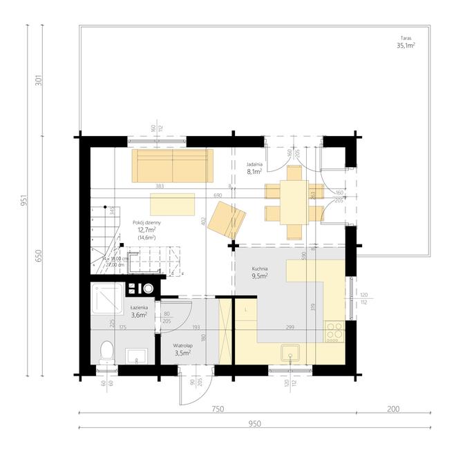 Jutrzenka z trójkątnym oknem powiększona