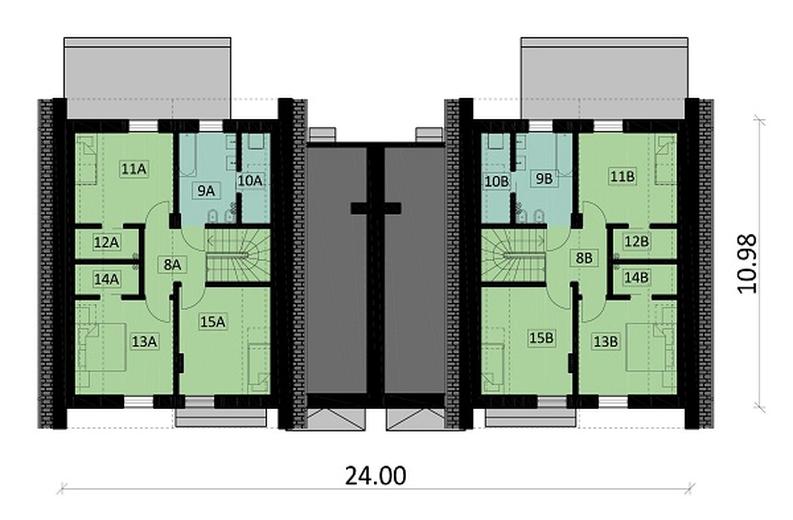 Projekt domu Ka110 DW (dwulokalowy / bliźniak)