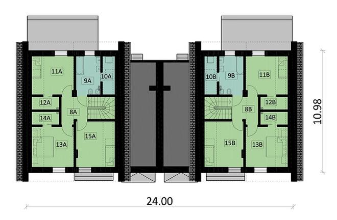 Projekt domu Ka110 DW (dwulokalowy / bliźniak)