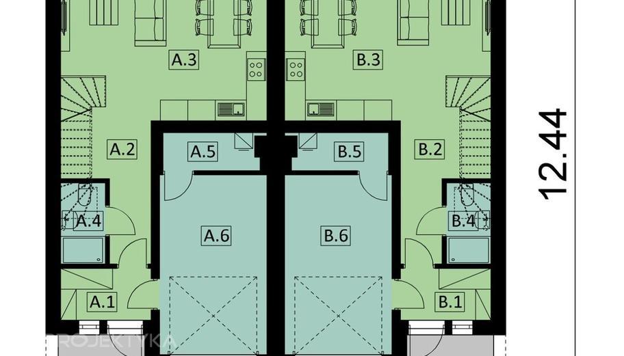 Projekt domu Ka120  (dwulokalowy / bliźniak)