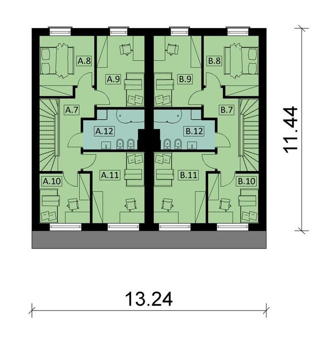 Projekt domu Ka120  (dwulokalowy / bliźniak)