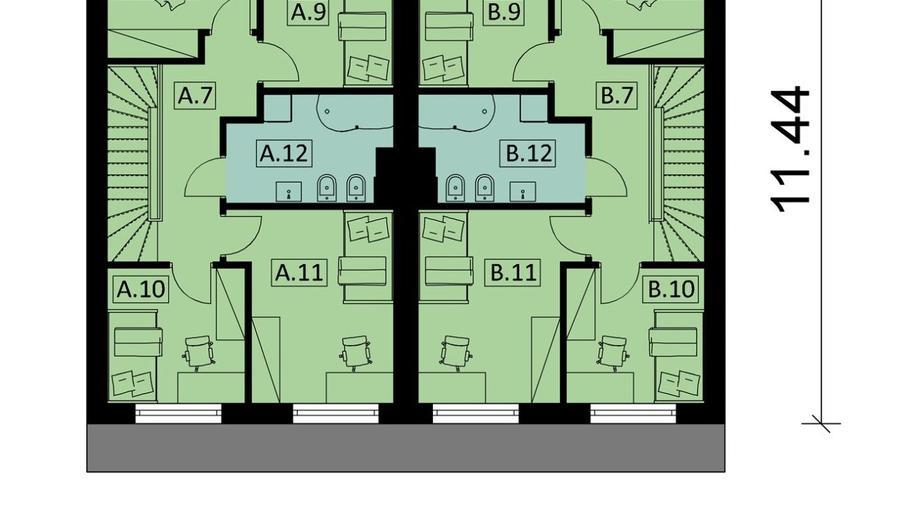 Projekt domu Ka120  (dwulokalowy / bliźniak)