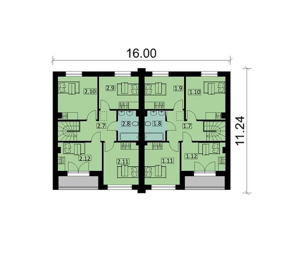 Projekt domu Ka228 (dwulokalowy / bliźniak)