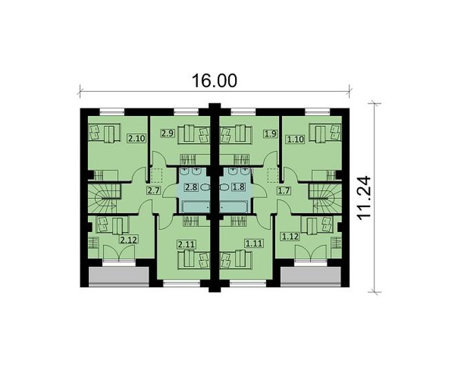 Projekt domu Ka228 (dwulokalowy / bliźniak)